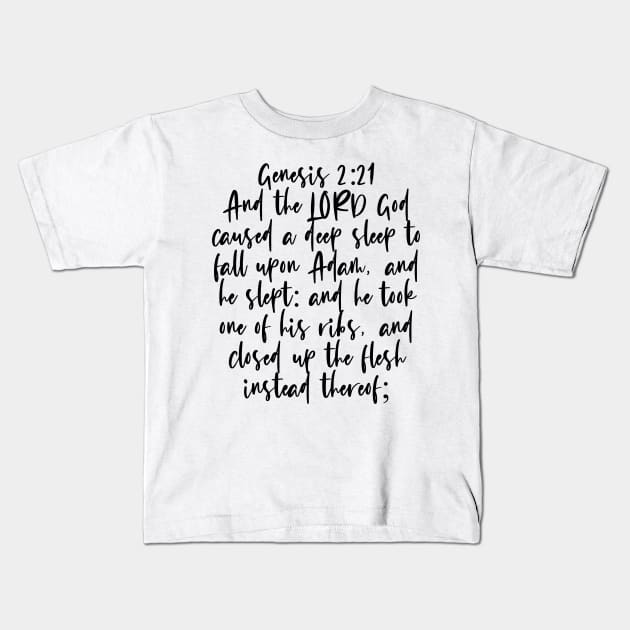 Genesis 2:21 Bible Verse Kids T-Shirt by Bible All Day 